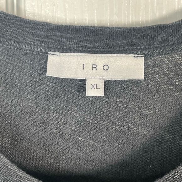 IRO Clay Black Distressed Tshirt Sz XL Linen Holes - Picture 5 of 12